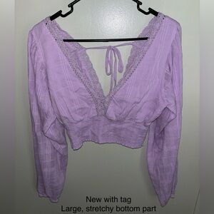 Purple Long Sleeve Crop Top NWT